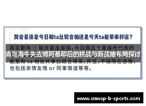 青岛海牛失去博阿基耶后的挑战与新战略布局探讨
